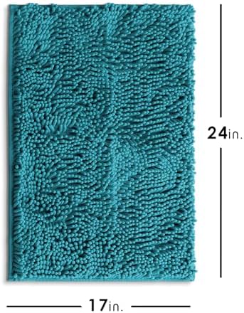 Hearth & Harbor Bathroom Rugs, Chenille Bath Mat - Machine Washable Bath Mats for Bathroom Non-Slip Backing Rubber, Quick Dry Bathroom Mat