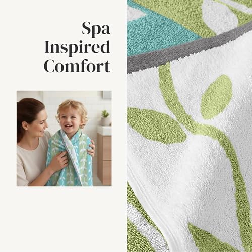 Modern Threads 6 Piece Bath Towel Set – Bathroom Set with 2 Bath Towels, 2 Hand Towels, and 2 Wash Cloths – 100% Cotton, Super Absorbent & Extra Soft – Reversible Natural Vine (Sage Green)