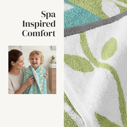 Modern Threads 6 Piece Bath Towel Set – Bathroom Set with 2 Bath Towels, 2 Hand Towels, and 2 Wash Cloths – 100% Cotton, Super Absorbent & Extra Soft – Reversible Natural Vine (Sage Green)