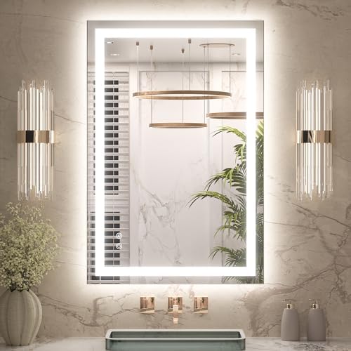 Keonjinn 40x24 Inch LED Bathroom Mirror with Lights, Frontlit & Backlit