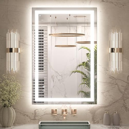 Keonjinn 40x24 Inch LED Bathroom Mirror with Lights, Frontlit & Backlit