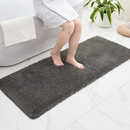 Disolla Bathrom Runner Rug 24x59 - Large Soft Plush Bath Mat, Thick Long Non-Slip Shaggy Floor Mat, Ultra-Absorbent for Master Bathroom Bedroom, Dark Grey