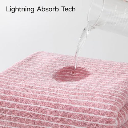REDKISS 6-Piece Microfiber Bath Towel Set, Ultra Soft, Highly Absorbent & Quick Dry, 35x70 Inch Oversized, Pink Towels for Bathroom, Spa, Gym, 2 Bath 2 Hand 2 Washcloths