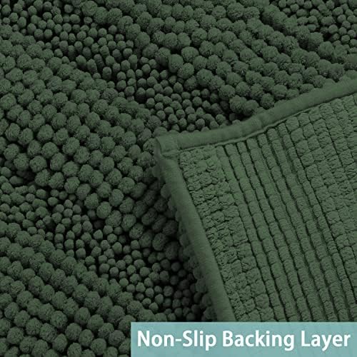 2-Piece Bathroom Rug Set with U-Shaped Mat, Soft Chenille, Bronze Green