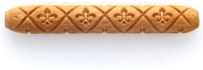 MKM Pottery Tools Wood Hand Rollers for Clay (HR-25 Fleur de lis)