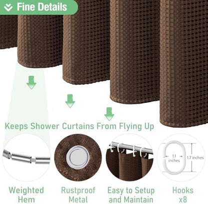 Dynamene Stall Waffle Shower Curtain 256 GSM Heavy Fabric 48x72 Brown