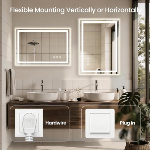40"x36" LED Bathroom Mirror with Anti-Fog, Backlit & Front Lights, Memory