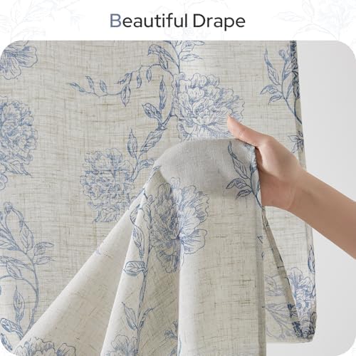 HOMEIDEAS Blue and White Floral Shower Curtain 72x84 Inch
