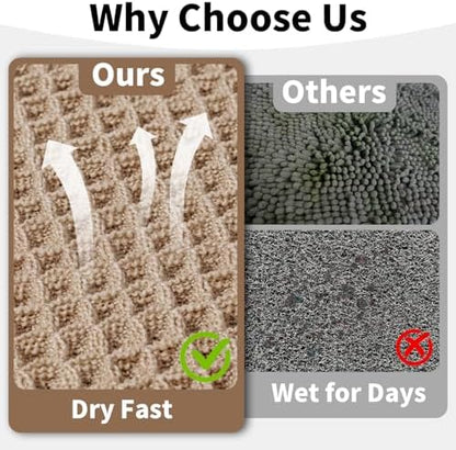 Long Bath Mat, Waffle Bathroom Runner Rug Non Slip Washable, 24 x 72