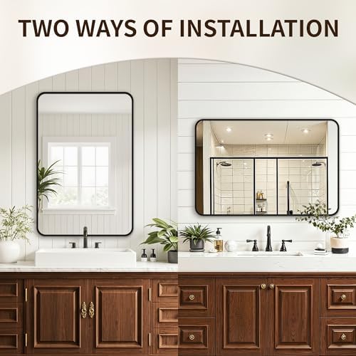 FICTOR Bathroom Mirror for Over Sink, 24"x36" Vanity Mirror for Wall, Black