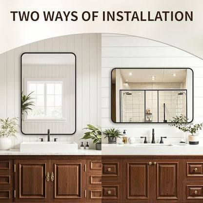 FICTOR Bathroom Mirror for Over Sink, 24"x36" Vanity Mirror for Wall, Black