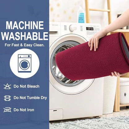 OLANLY Memory Foam Bathroom Runner Rugs 70x24, Absorbent Long Mat, Burgundy