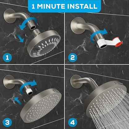SparkPod Rain Shower Head, 6 Inch Round, Elegant Brushed Nickel Finish