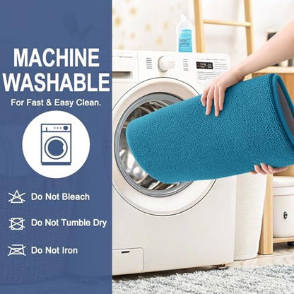 OLANLY Memory Foam Bathroom Runner Rugs 44x24, Long Bath Mats, Peacock Blue