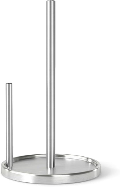 Jesginboo Paper Towel Holder Countertop, Silver Kitchen Paper Towels Holder, Paper Roll Holder with Weighted Base