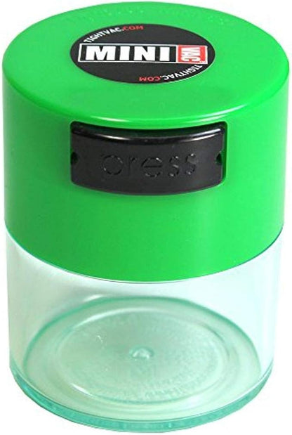 Minivac - 10g to 30 grams Airtight Multi-Use Vacuum Seal Portable Storage Container for Dry Goods, Food, and Herbs - Green Clear