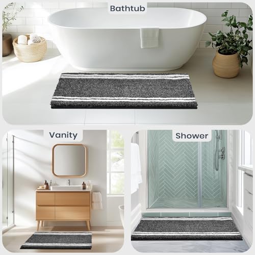 PURRUGS Bathroom Runner Rug, Bath Mat, 24" x 60", Charcoal