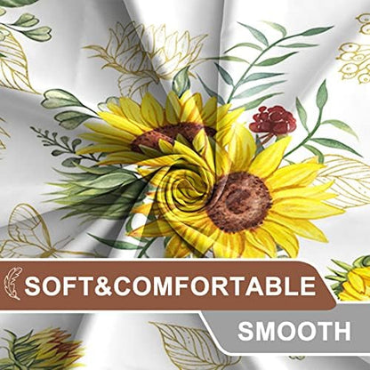 AWERT Vibrant Sunflower Shower Curtain for Bathroom,Waterproof Fabric Plants Shower Curtain with Hooks 72x84 inch