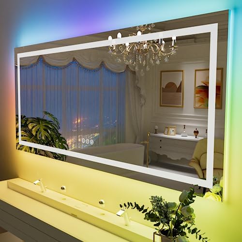 LOAAO 60"X40" RGB LED Bathroom Mirror with Lights, UL Listed