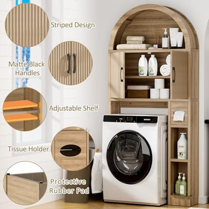 Spurgehom Over Toilet Storage Cabinet, Bathroom Arch Organizer,Wood