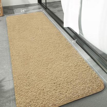 LOCHAS Bathroom Rug Runner 24x70 Inch, Bath Rugs Non Slip, Beige