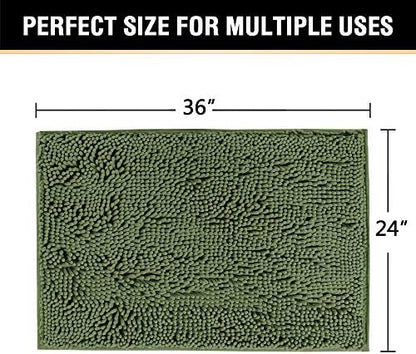 H.VERSAILTEX Bath Mats for Bathroom Non Slip Luxury Chenille Ultra Soft Bath Rugs 24x36 Absorbent Non Skid Shaggy Rugs Washable Dry Fast Plush Area Carpet Mats for Indoor, Bath Room, Tub - Loden