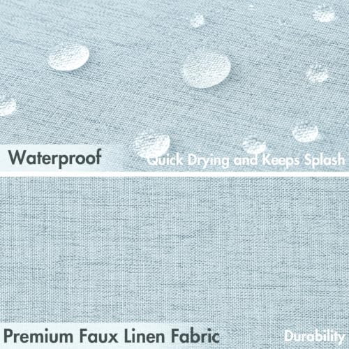 MIULEE 72"x84" Extra Long Scalloped Linen Shower Curtain Fog Blue