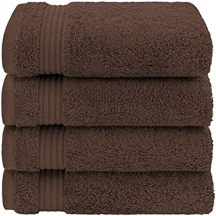 American Veteran Towel, Hand Towels for Bathroom Set of 4, 100% Cotton Turkish Hand Towel Sets, Soft Hand Face Towels, Brown Hand Towels