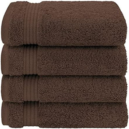 American Veteran Towel, Hand Towels for Bathroom Set of 4, 100% Cotton Turkish Hand Towel Sets, Soft Hand Face Towels, Brown Hand Towels