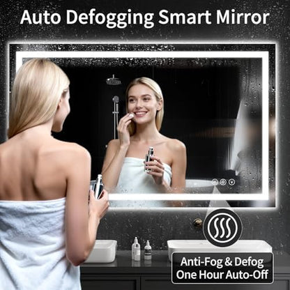 LED Bathroom Mirrors 36"x50" Bathroom Mirror with Lights for Wall, Backlit + Front Lit, 3 Colors, Anti-Fog, Dimmable Brightness for Vanity,Bathroom, Entryway, Living Room