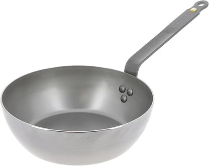 de Buyer MINERAL B Carbon Steel Country Fry Pan - 9.5” Diameter, 6.5” Cooking Surface - Ideal for Sauteing, Simmering, Deep Frying & Stir Frying - Naturally Non-Stick Finish - Made in France