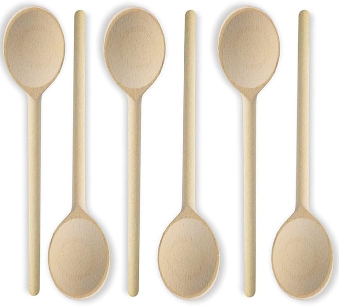 12 Inch Wooden Spoons for Cooking - Set of 6 Premium Wood Utensil Set - Durable Wooden Spoons for Culinary Needs - Ideal Kitchen Essentials