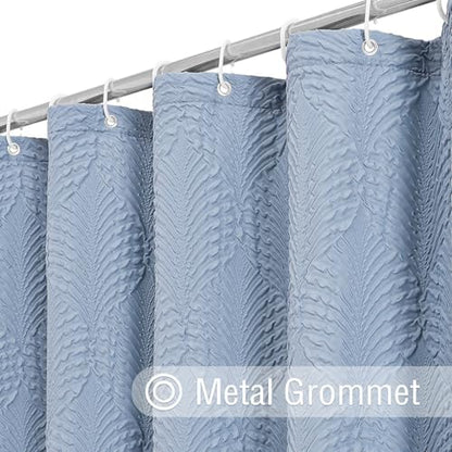 Gibelle 72x84 Extra Long Shower Curtain, Fog Blue 3D Embossed Half Bath Curtain