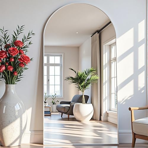 Dewfig Arched Full Length Mirror, 71"x30" Large Floor Mirror, White