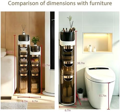 BGYMF 3-Tier Narrow Slim Bathroom Storage Cabinet,Movable,White