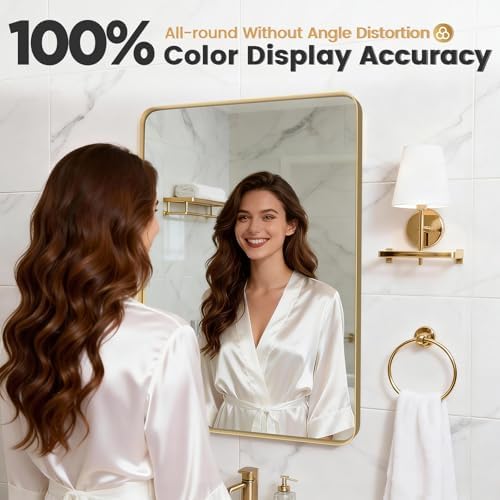 30"X40" Gold Bathroom Mirrors for Over Sink,Aluminum Frame
