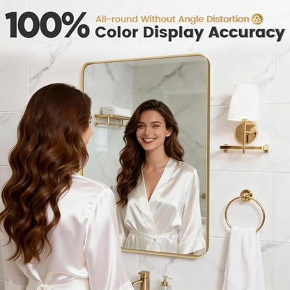 30"X30" Gold Bathroom Mirrors for Over Sink,Aluminum Frame