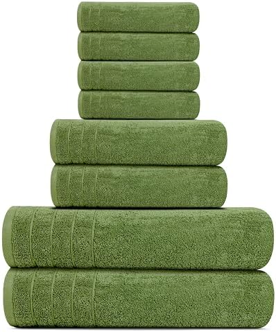 Tens Towels 8 Piece Towel Set, 2 XL Bath, 2 Hand, 4 Washcloth, Green