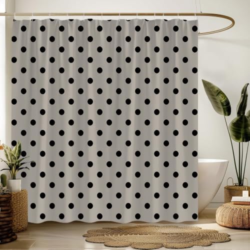 Polka Dot Shower Curtain Bathroom Decor with Hooks,70" Wx78 H