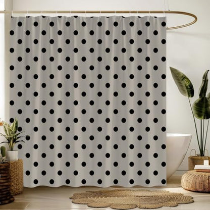 Polka Dot Shower Curtain Bathroom Decor with Hooks,67" Wx70 H