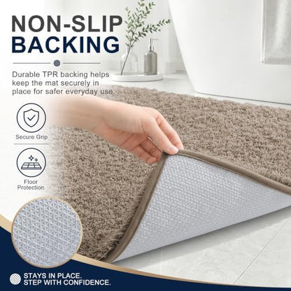 OLANLY Microfiber Large Bathroom Rugs 40x32, Ultra Soft Bath Mat, Greige