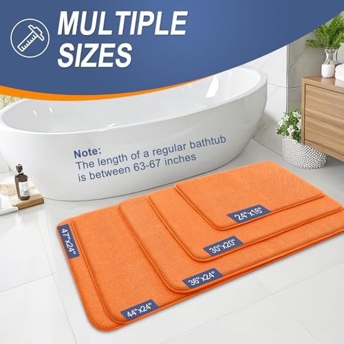 OLANLY Memory Foam Bathroom Runner Rugs 44x24, Absorbent Long Mat, Orange