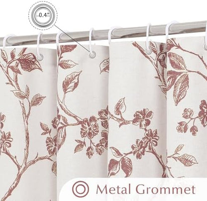 MitoVilla Small Stall Cotton Floral Shower Curtain for Bathroom,36 x 72