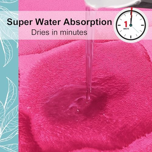 OLANLY Memory Foam Bath Mat Rug 30x20, Ultra Soft Bathroom Rugs, Deep Pink