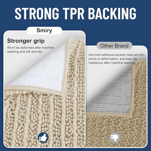 Smiry Bathroom Rugs 59X24, Extra Soft Rubber Backing Chenille Bath Mats