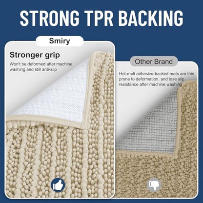 Smiry Bathroom Rugs 59X24, Extra Soft Rubber Backing Chenille Bath Mats