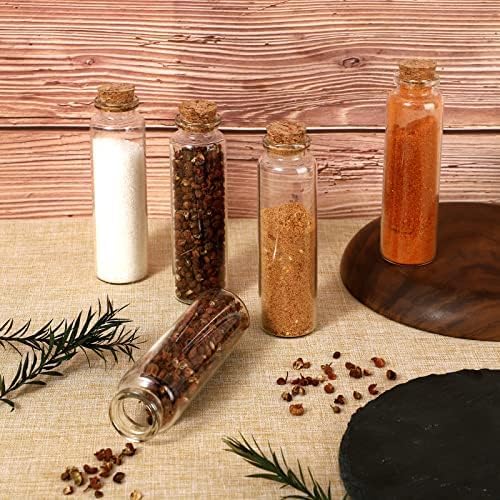 TOBWOLF 12PCS 50ml / 1.7oz Glass Spice Bottles, Silica Glass Seasoning Jars with Cork, Empty Spice Containers Seasoning Bottles, Small Spice Containers Organizer for Home Kitchen, Outdoor Camping, BBQ