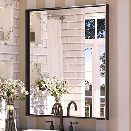 Keonjinn 30x36 Inch Black Bathroom Mirror for Over Sink, Rectangular