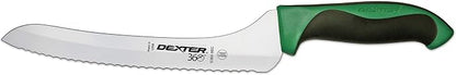 Dexter 9" Scalloped Offset Slicer, Green Handle
