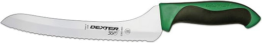 Dexter 9" Scalloped Offset Slicer, Green Handle